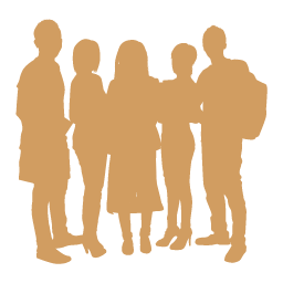 An icon of students standing with a teacher because Grants support people and research that helps people