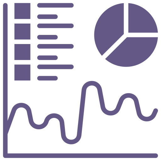 A bar chart, line chart, and labels to represent SPSS